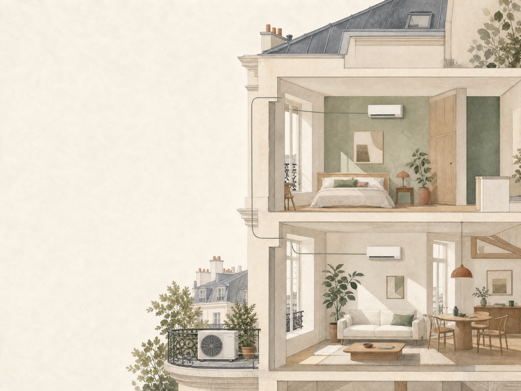 Illustration éditoriale d’un système multisplit pour plusieurs pièces